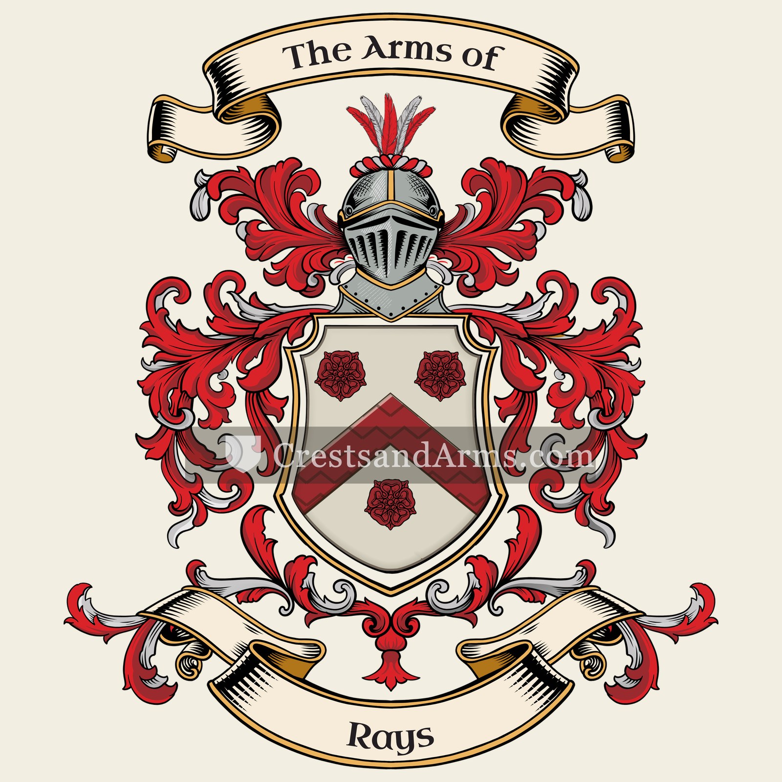 The Rays coat of arms, drawn from the recorded blazon