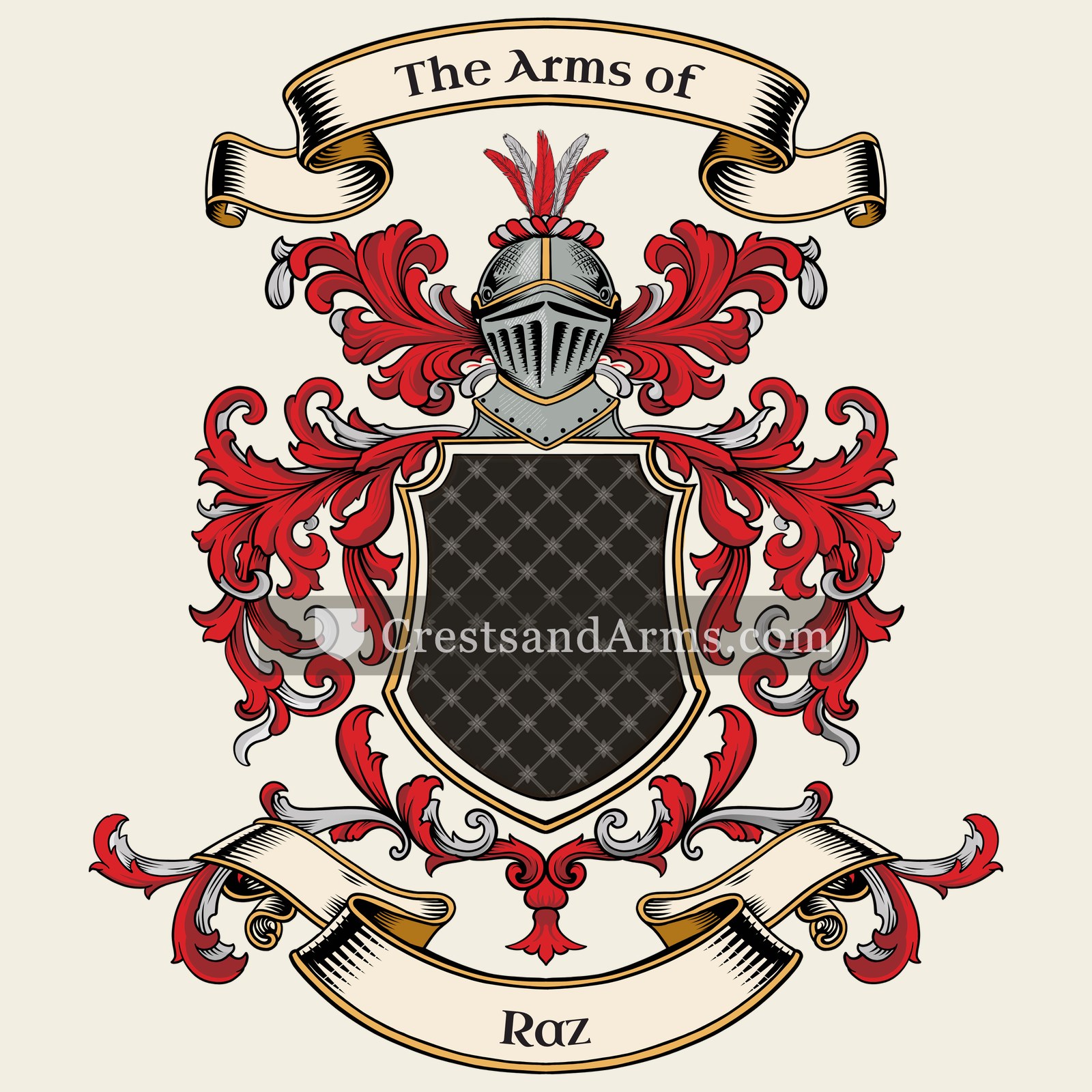 The Raz coat of arms, drawn from the recorded blazon