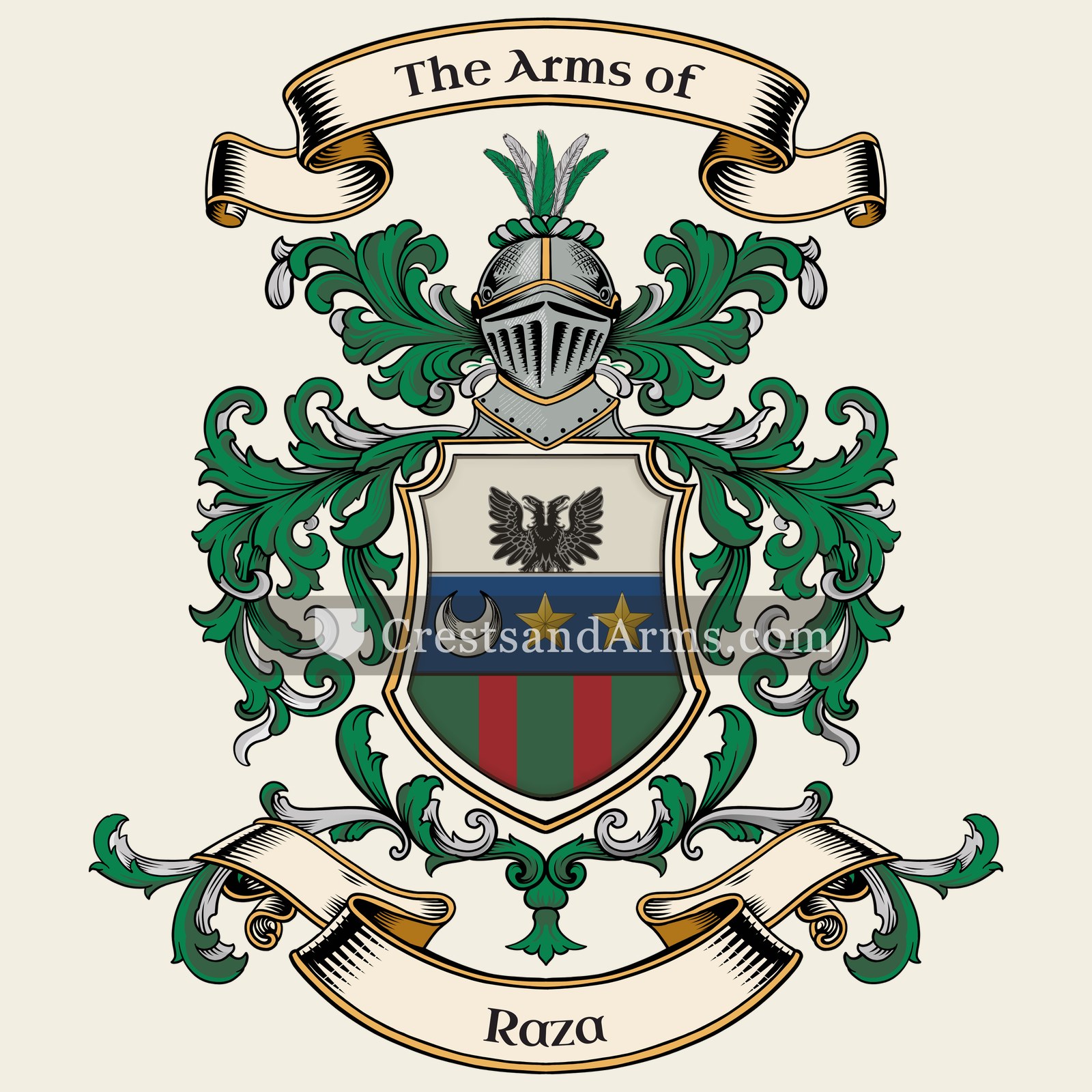 The Raza coat of arms, drawn from the recorded blazon