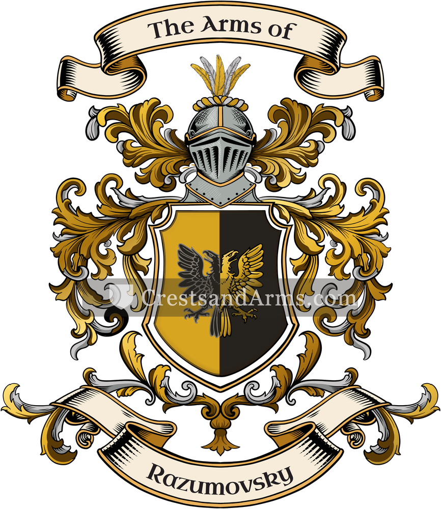The Razumovsky coat of arms, drawn from the recorded blazon