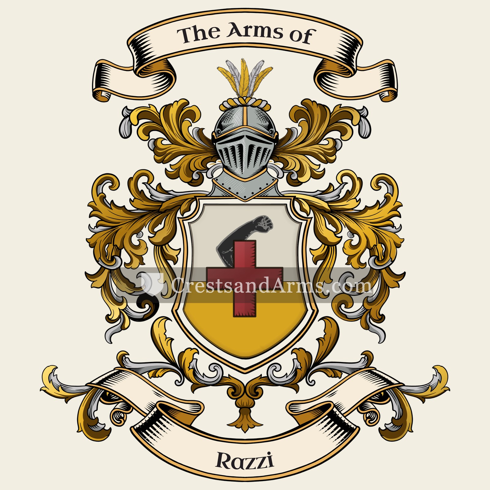 The Razzi coat of arms, drawn from the recorded blazon