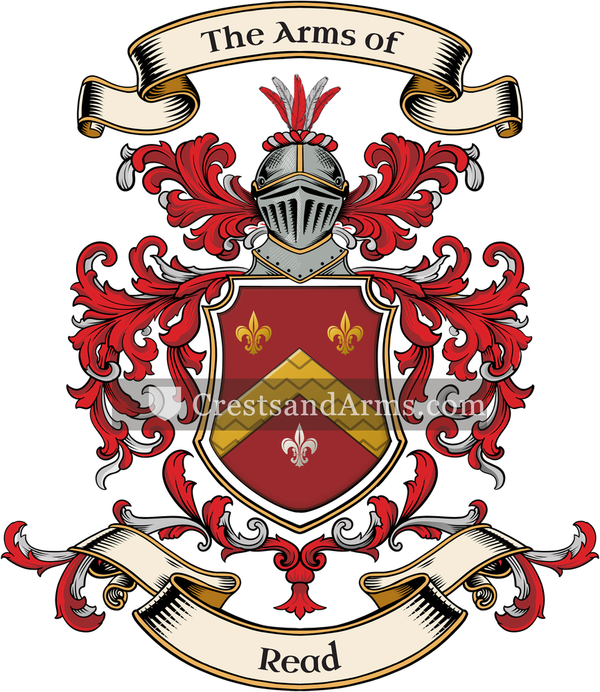 The Read coat of arms, drawn from the recorded blazon