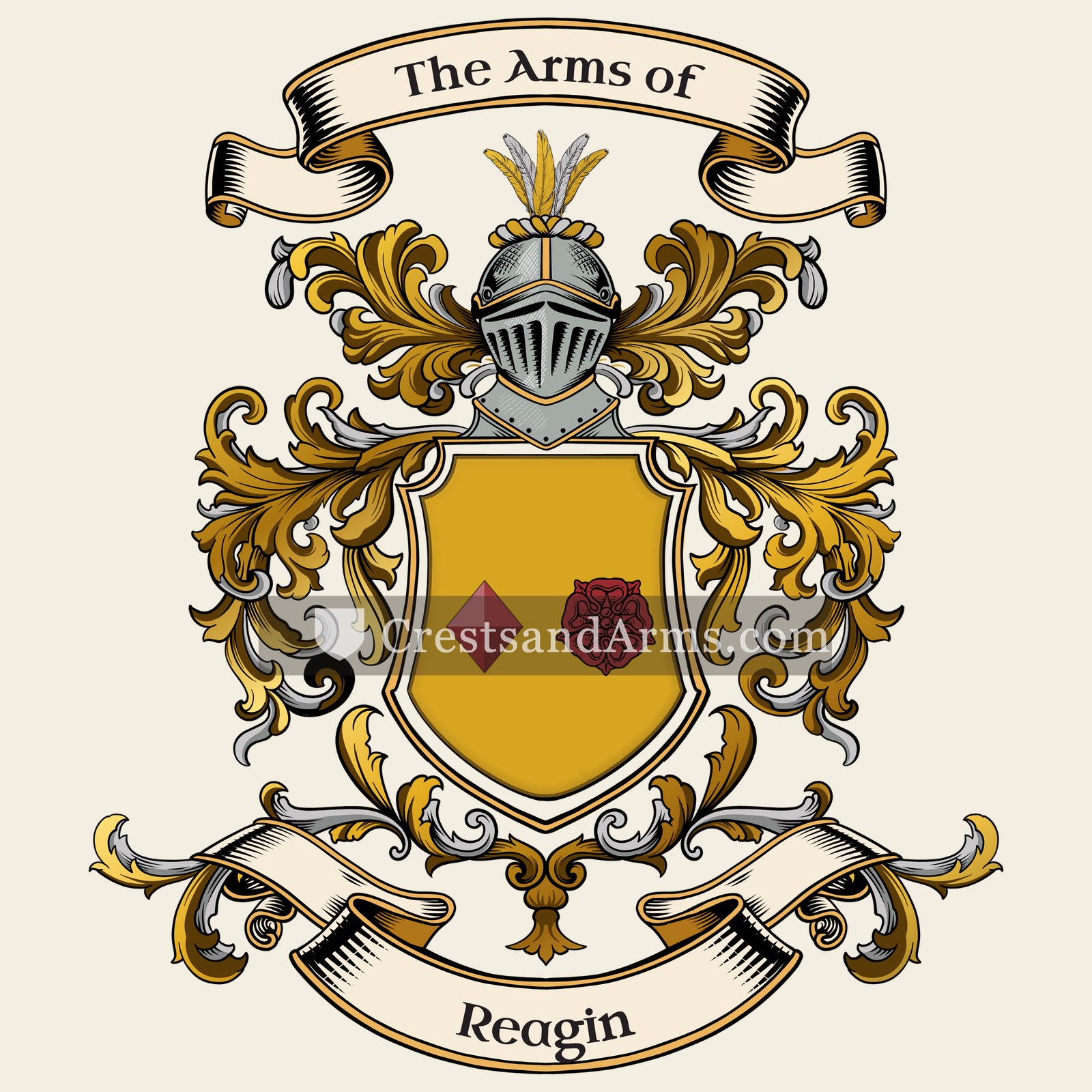 The Reagin coat of arms, drawn from the recorded blazon