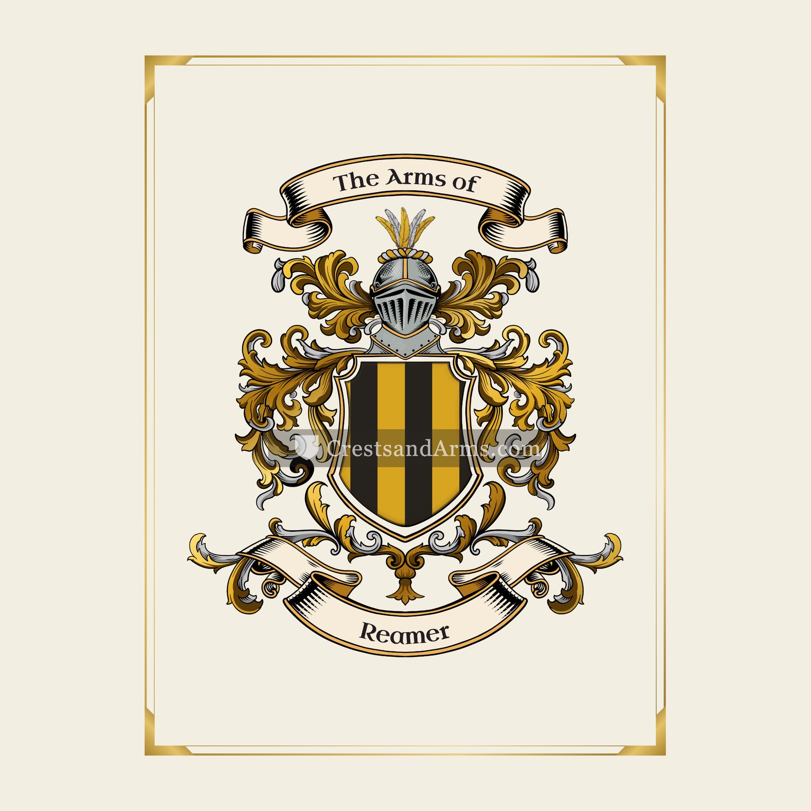 With gold border