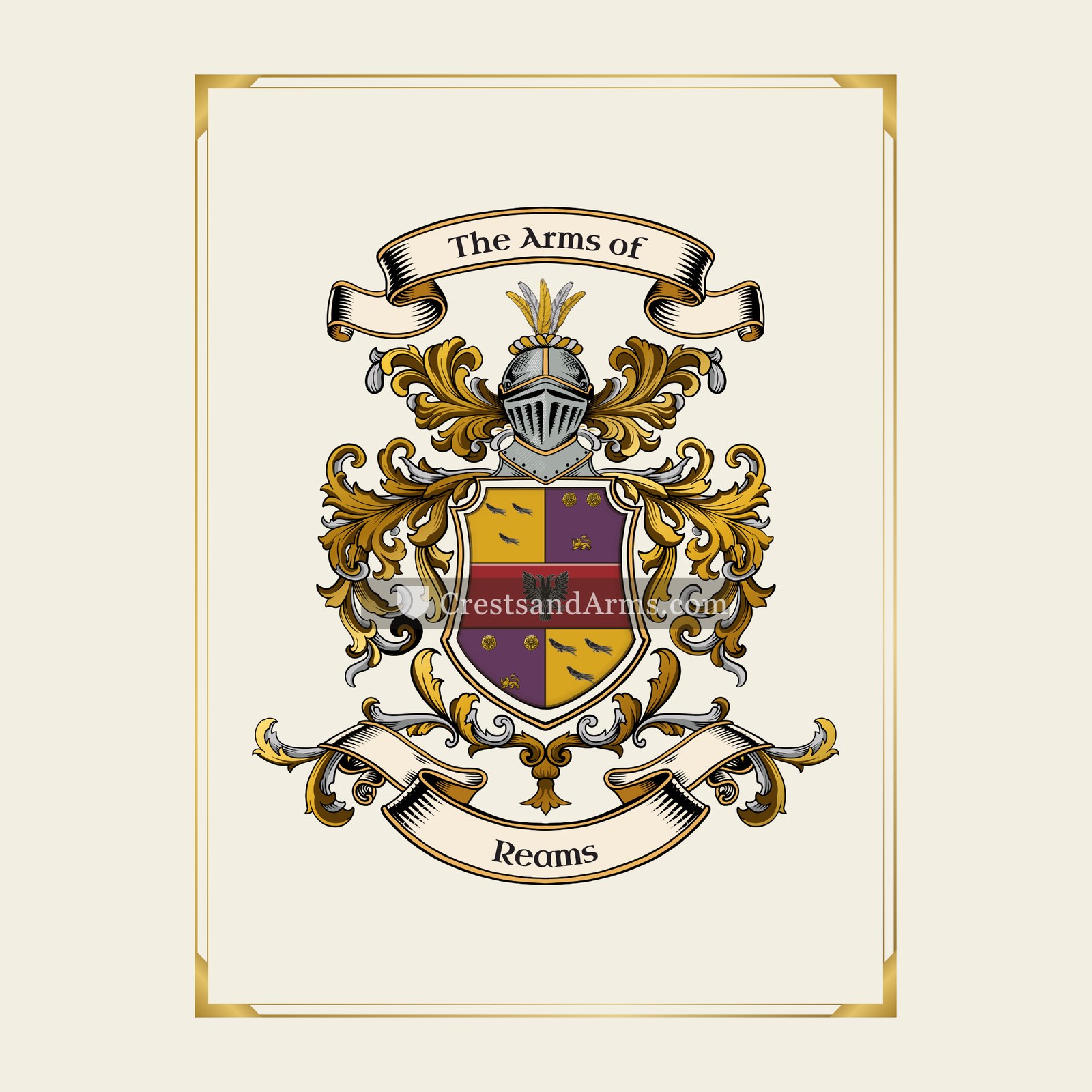 With gold border