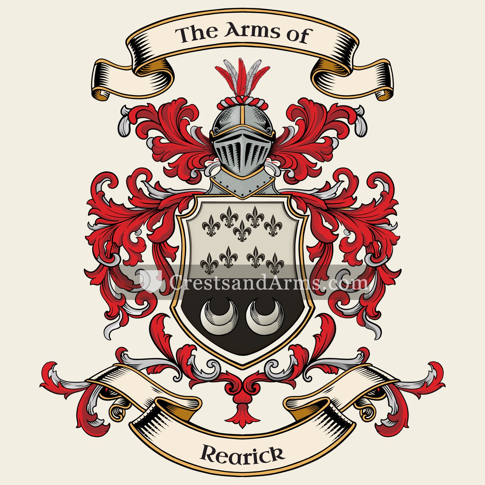 The Rearick coat of arms, drawn from the recorded blazon