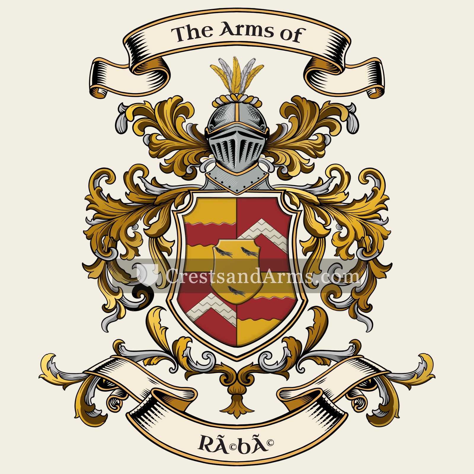 The Rébé coat of arms, drawn from the recorded blazon