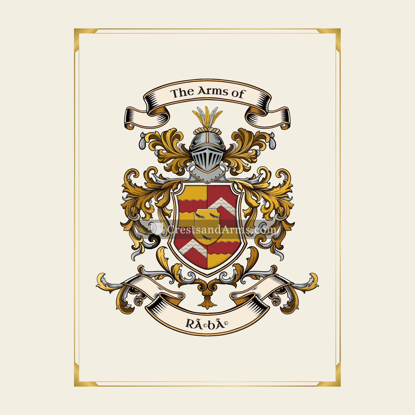 With gold border