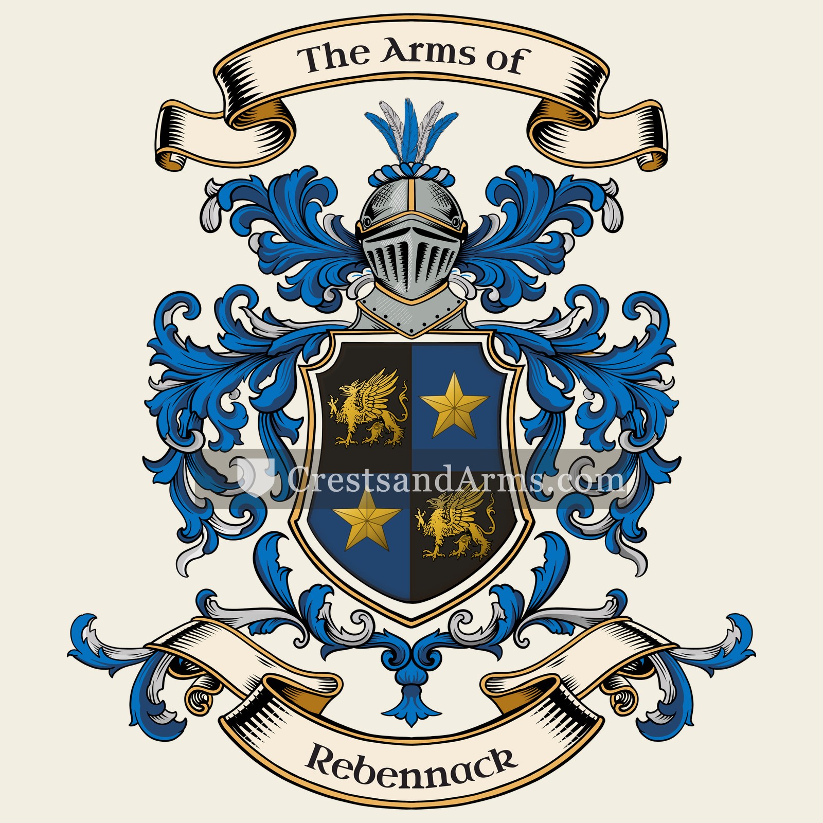 The Rebennack coat of arms, drawn from the recorded blazon