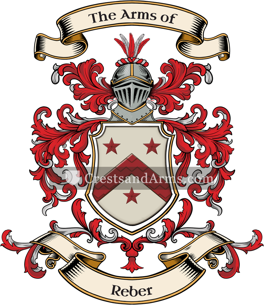 The Reber coat of arms, drawn from the recorded blazon