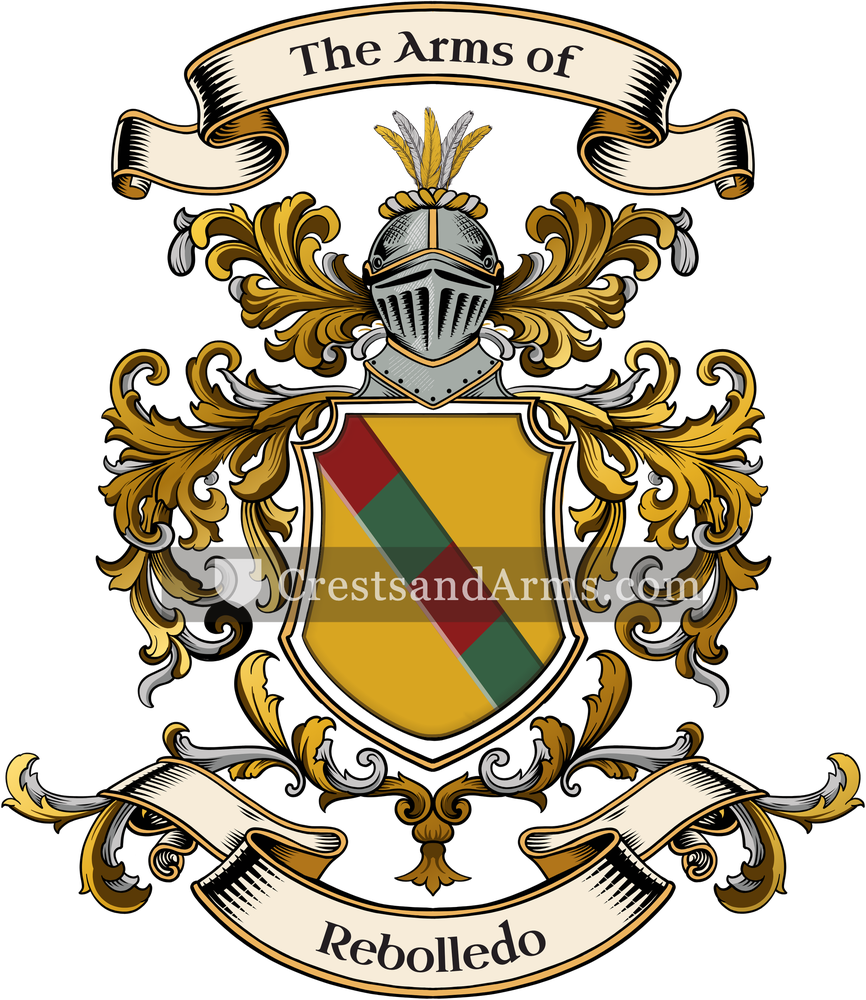 The Rebolledo coat of arms, drawn from the recorded blazon