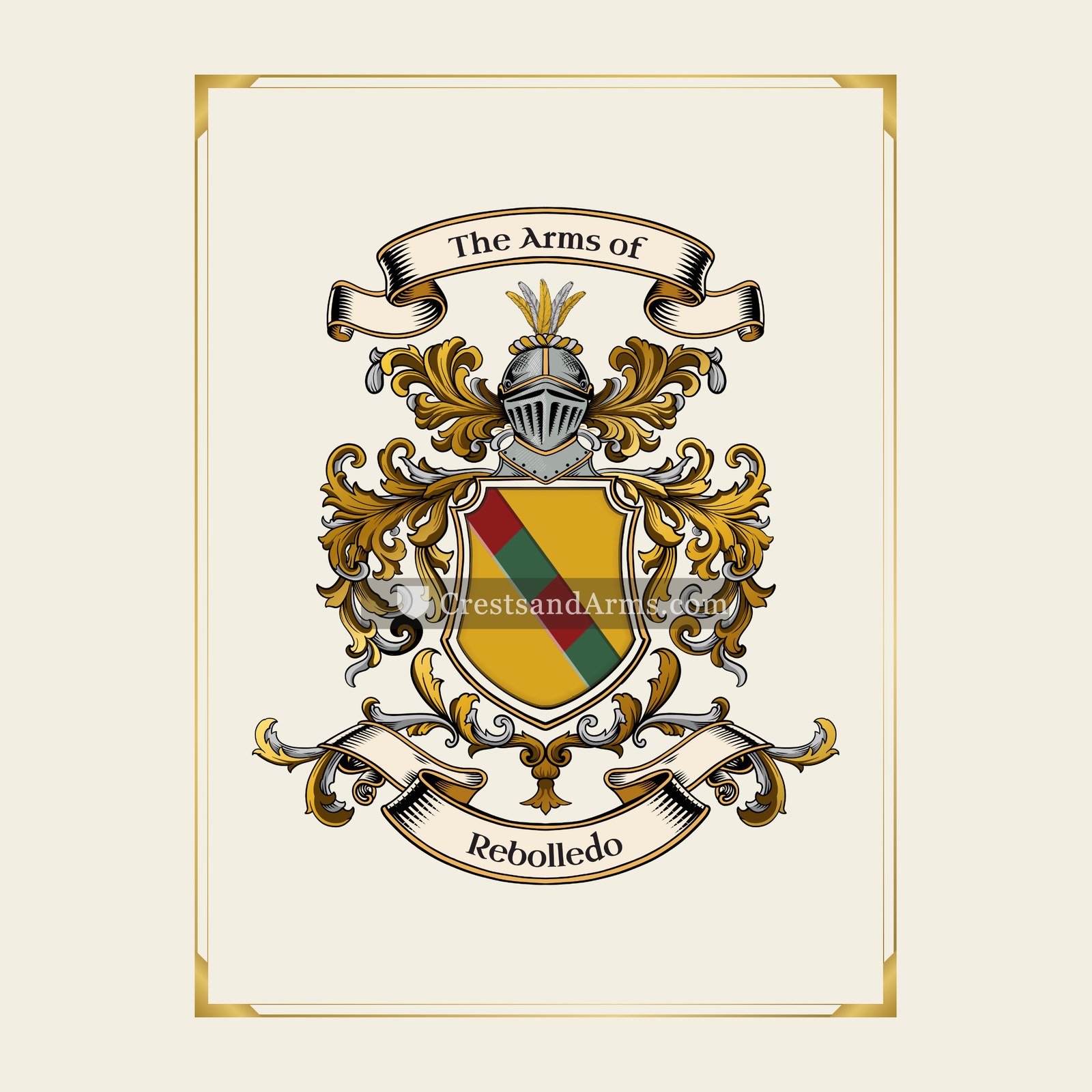 With gold border