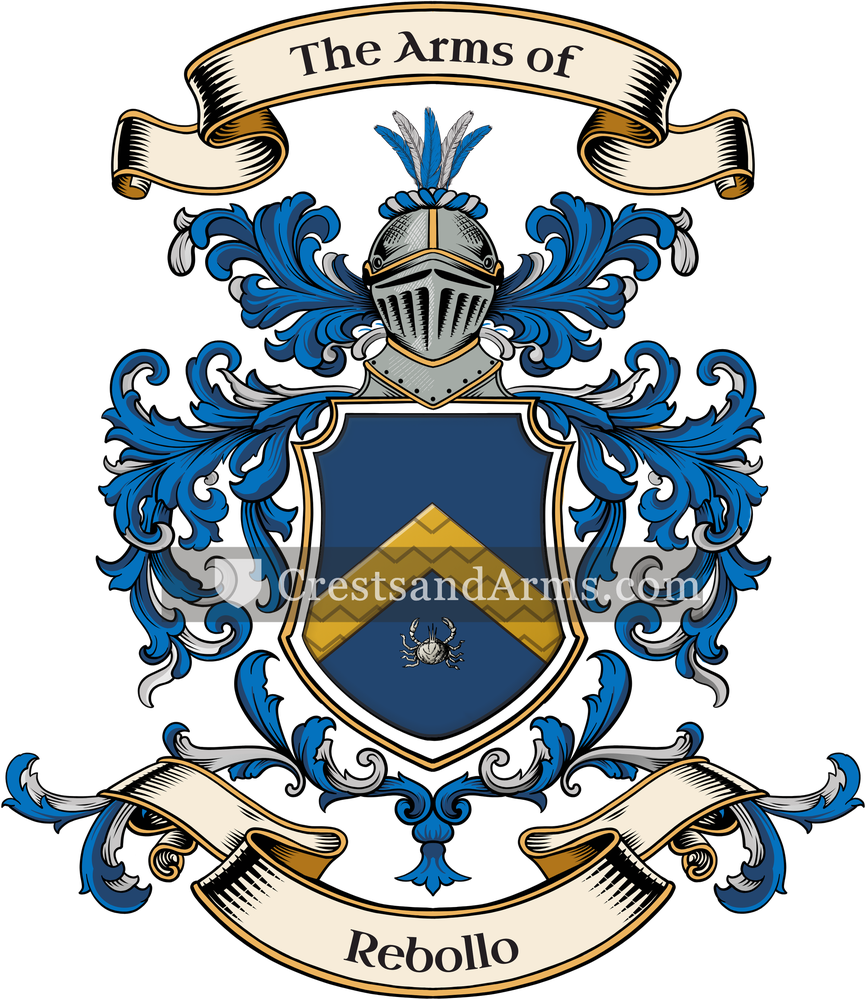 The Rebollo coat of arms, drawn from the recorded blazon