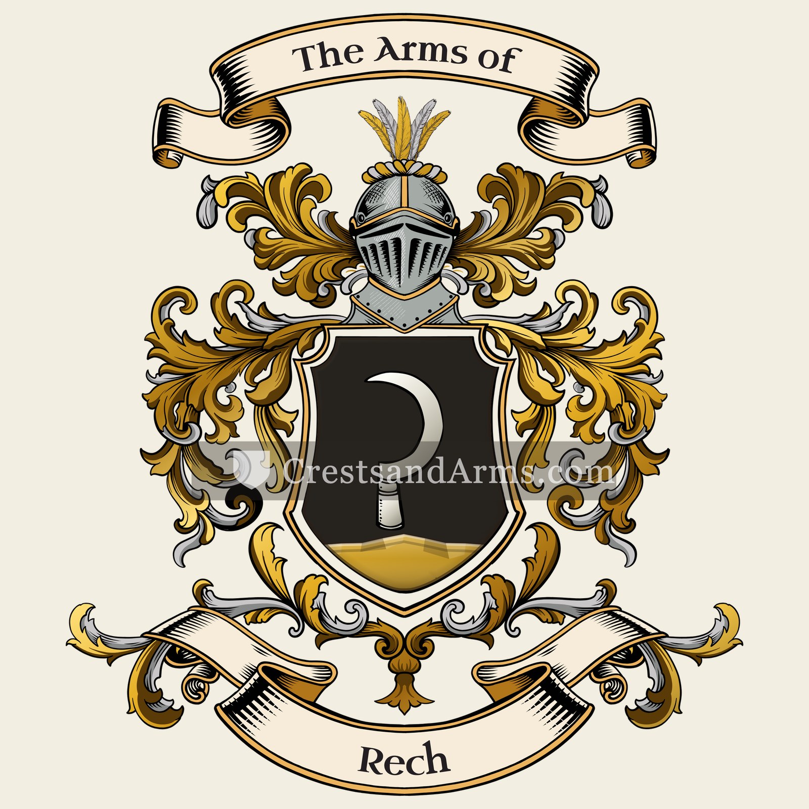 The Rech coat of arms, drawn from the recorded blazon