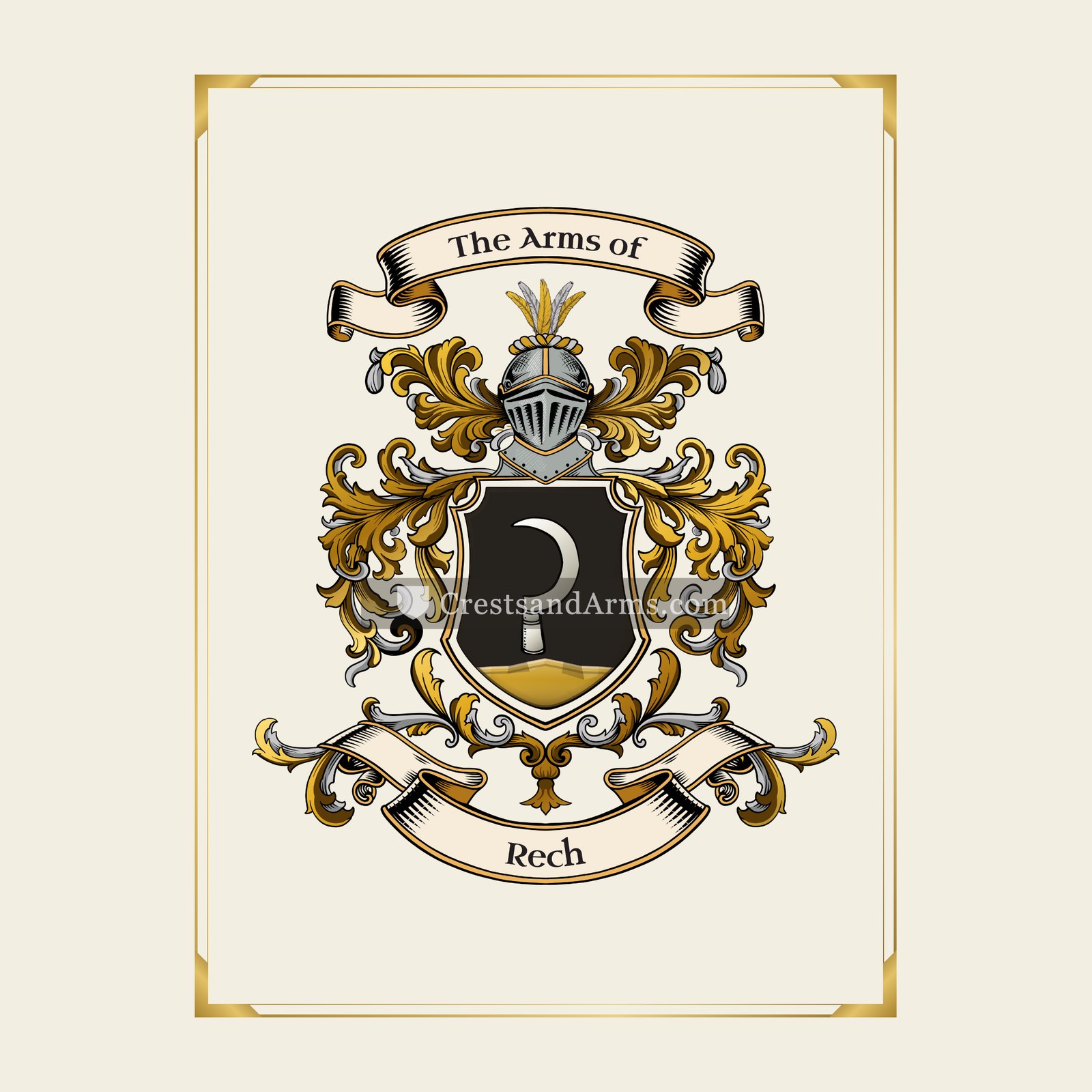 With gold border