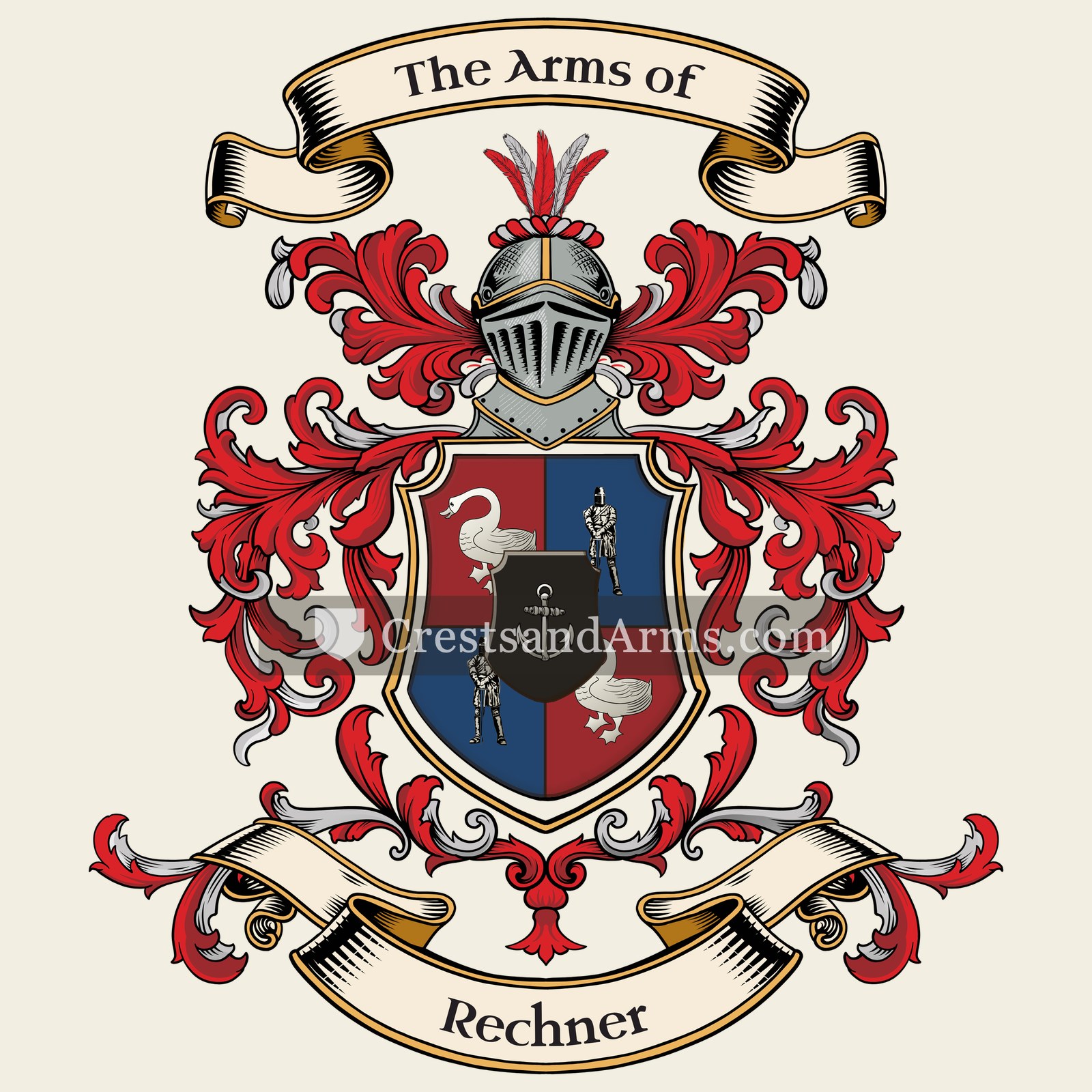 The Rechner coat of arms, drawn from the recorded blazon