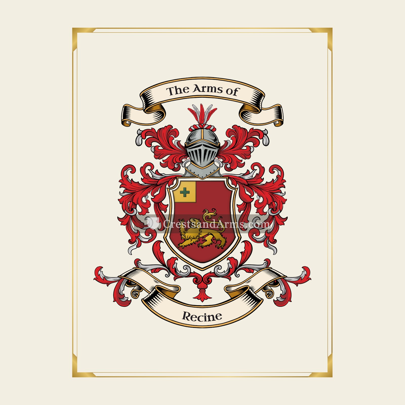 With gold border