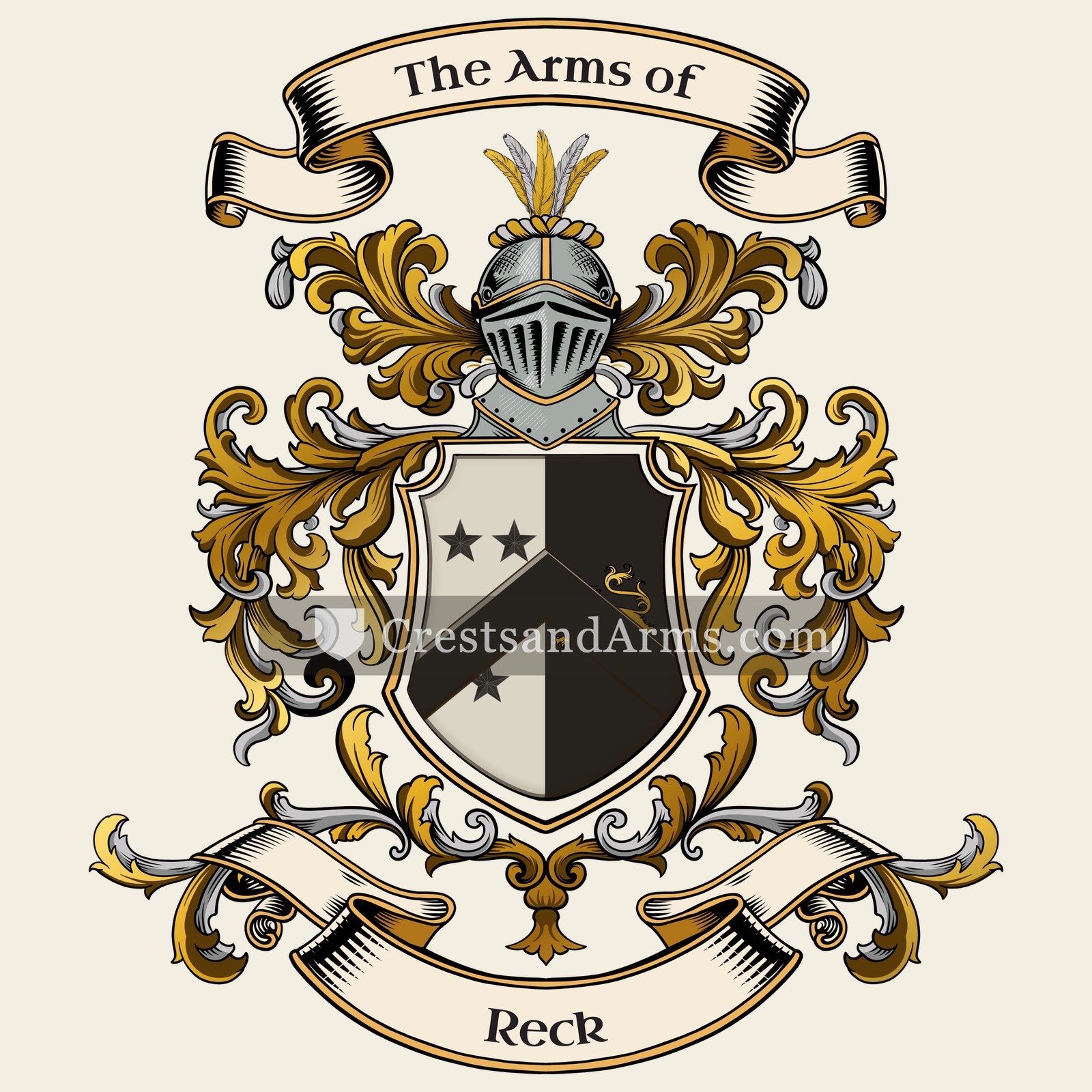 The Reck coat of arms, drawn from the recorded blazon
