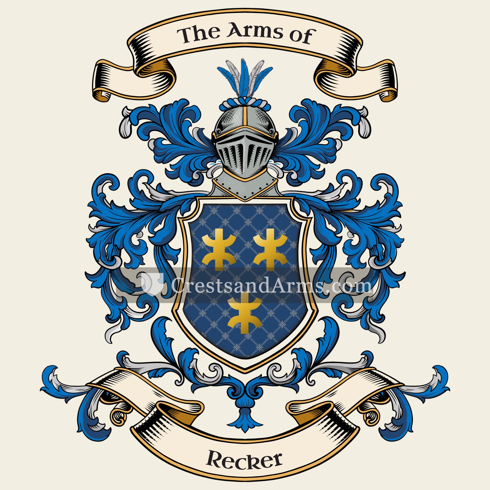 The Recker coat of arms, drawn from the recorded blazon