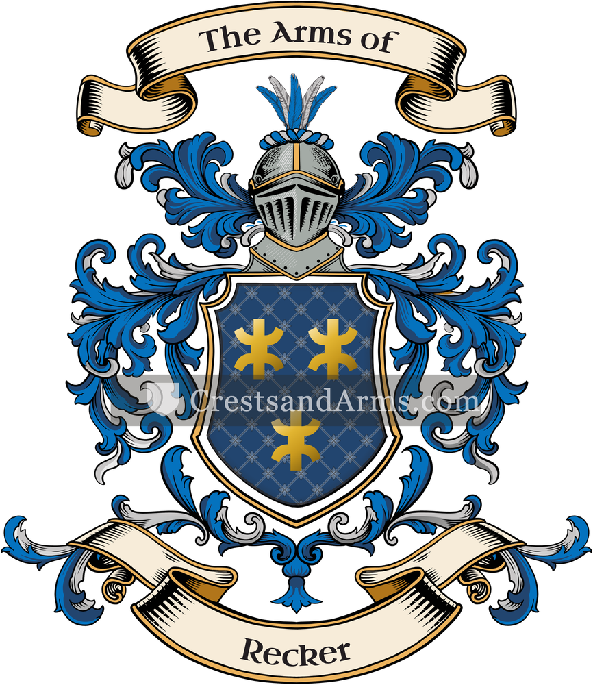 The Recker coat of arms, drawn from the recorded blazon