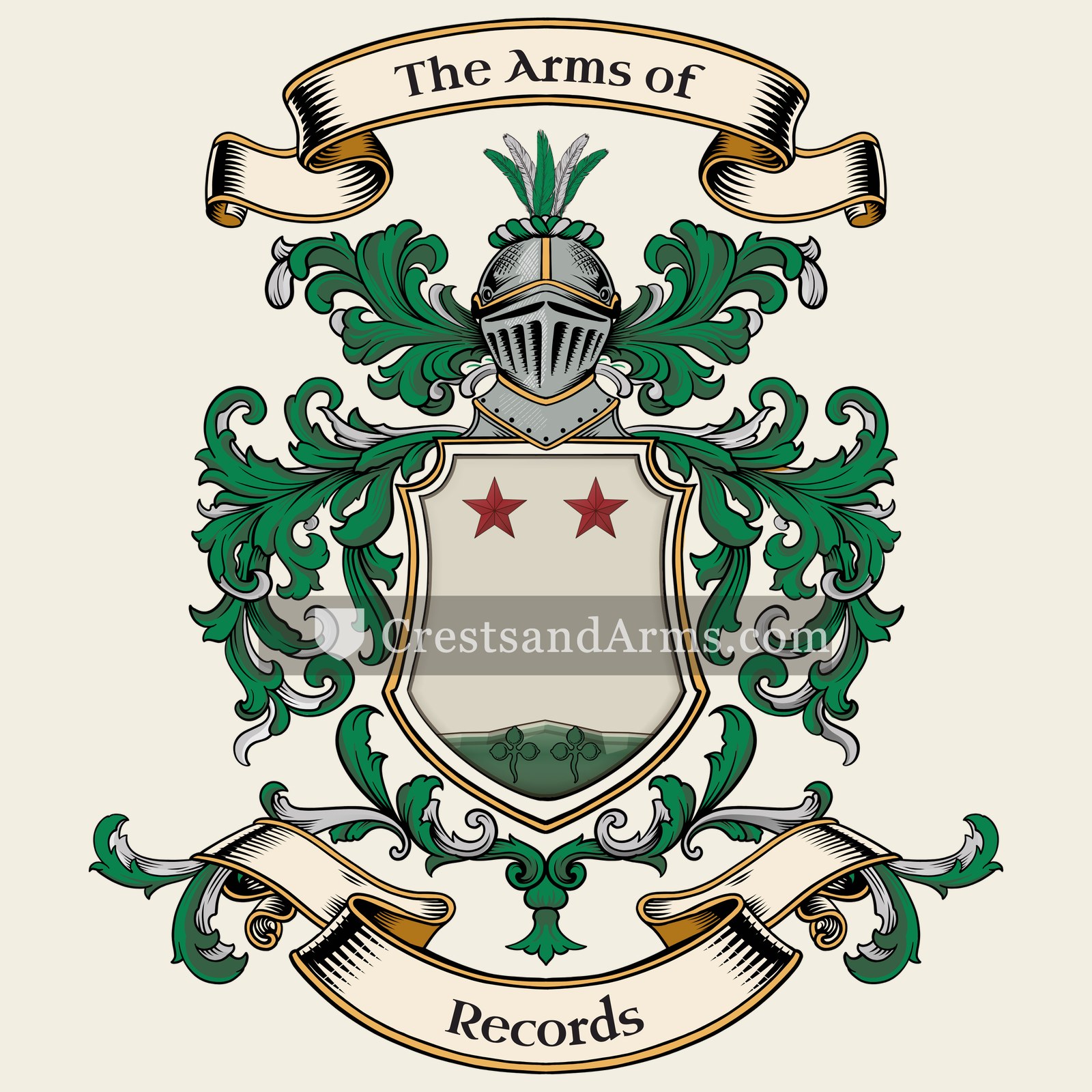 The Records coat of arms, drawn from the recorded blazon