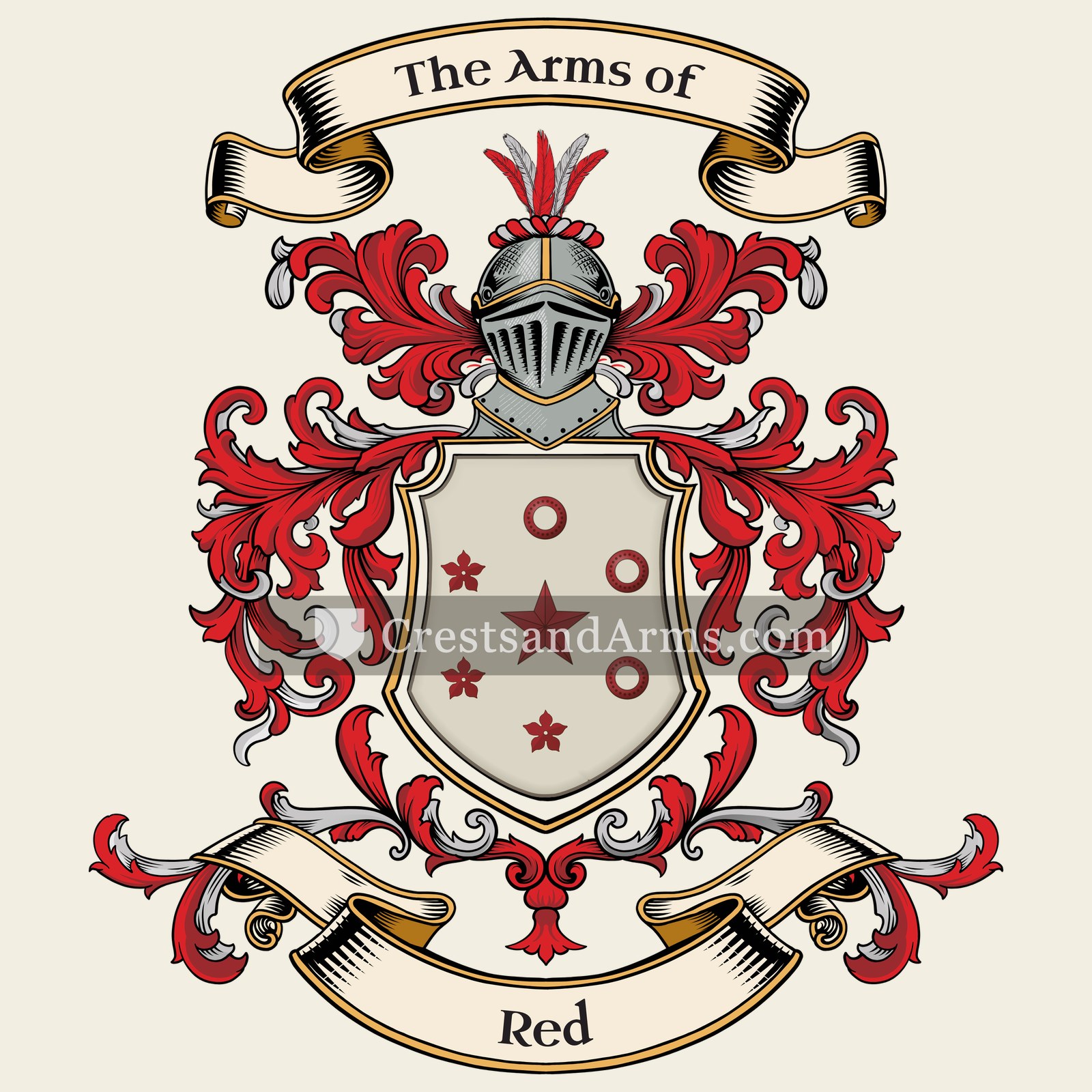 The Red coat of arms, drawn from the recorded blazon