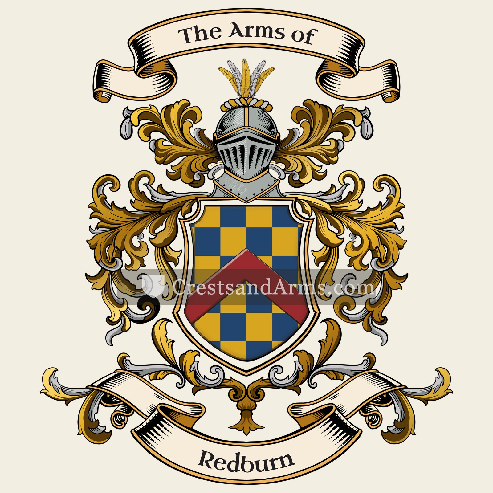 The Redburn coat of arms, drawn from the recorded blazon
