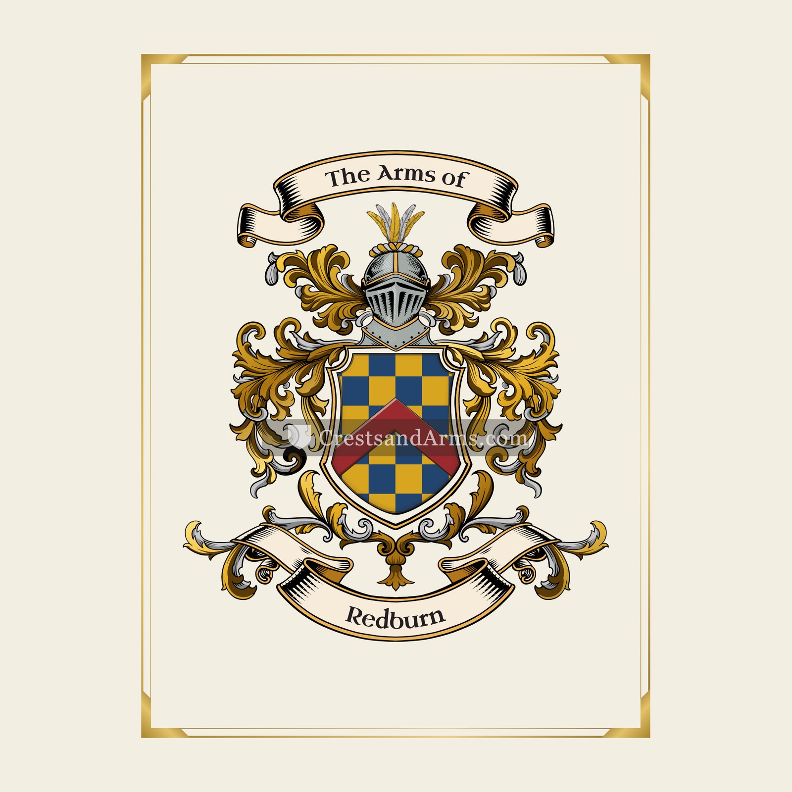 With gold border