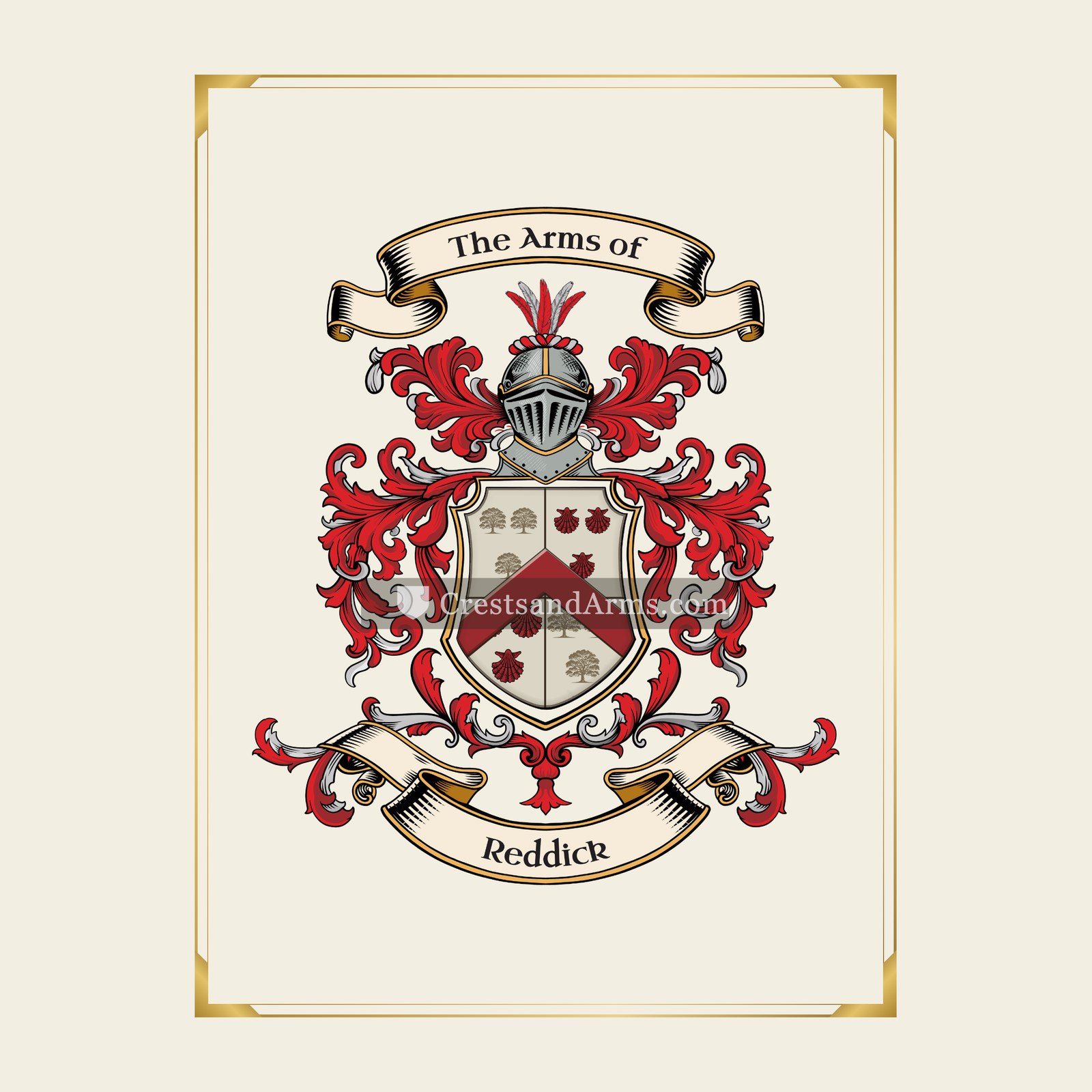 With gold border
