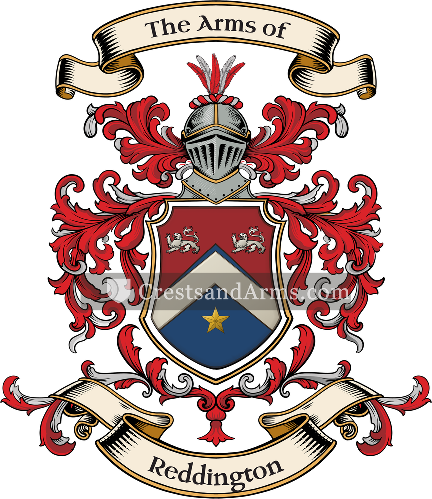 The Reddington coat of arms, drawn from the recorded blazon