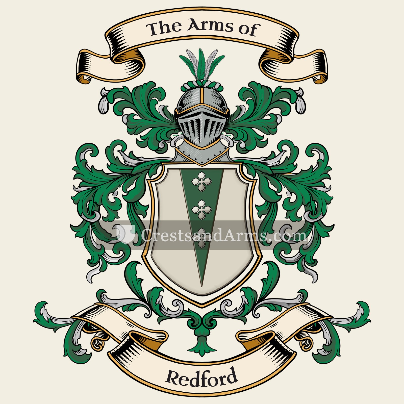 The Redford coat of arms, drawn from the recorded blazon
