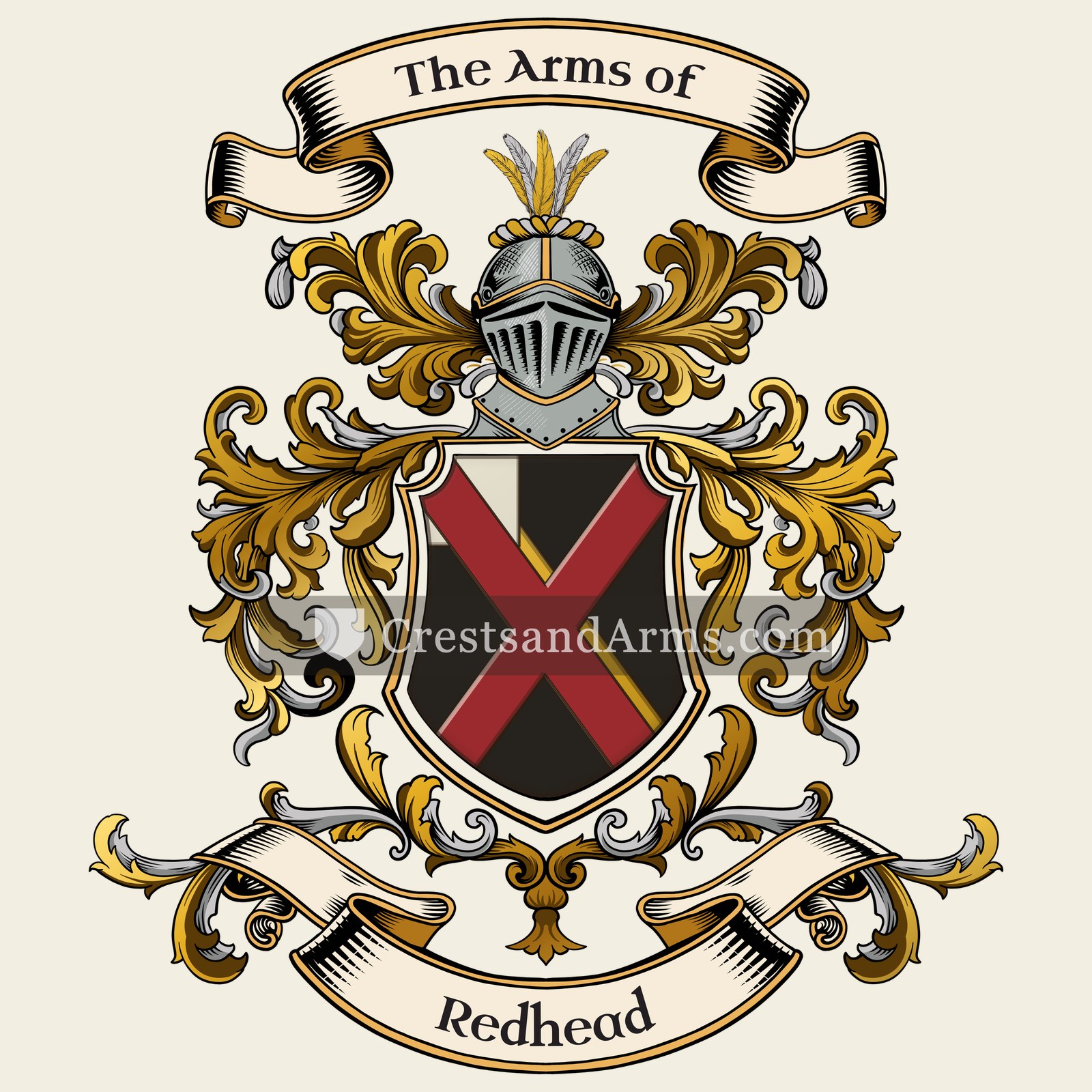 The Redhead coat of arms, drawn from the recorded blazon