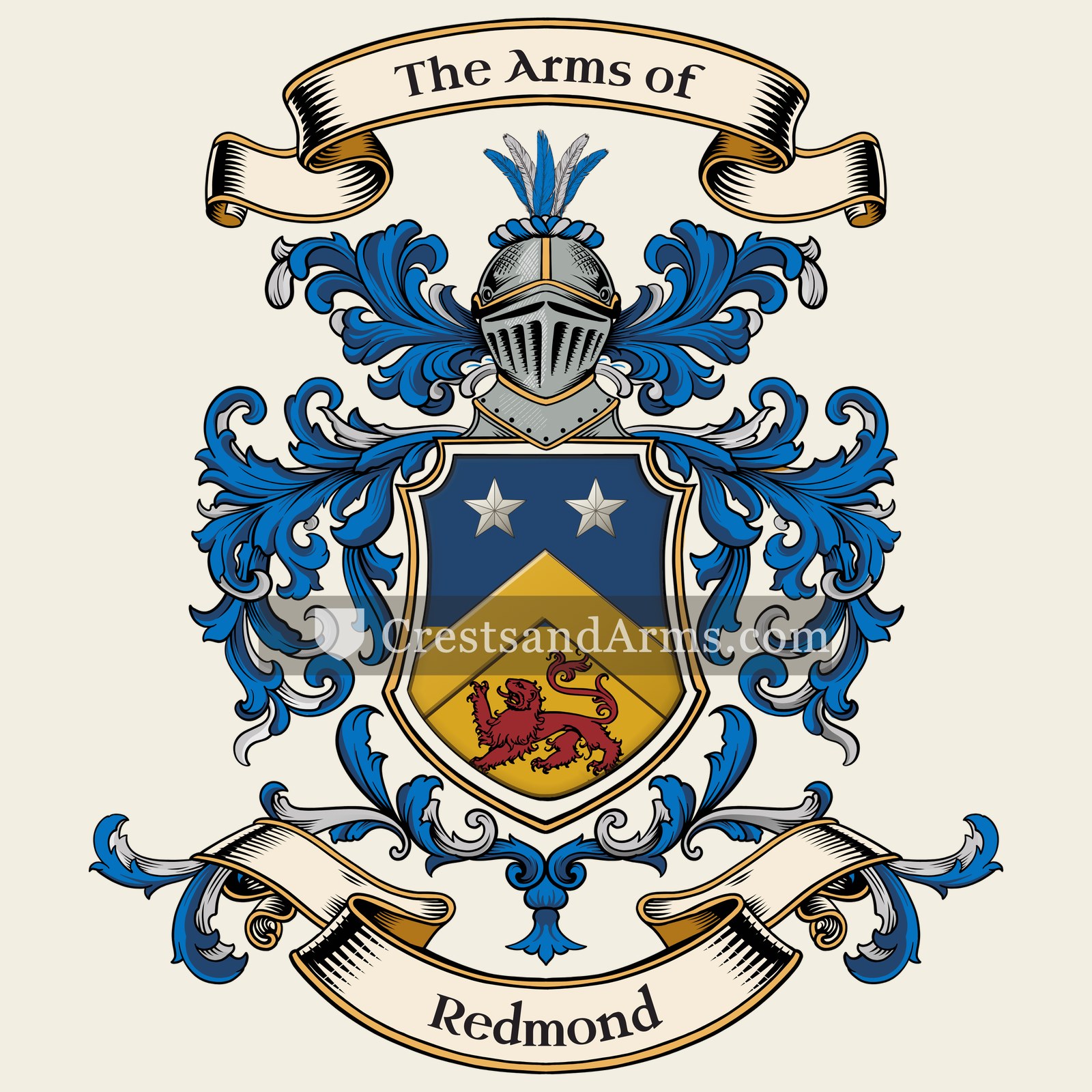 The Redmond coat of arms, drawn from the recorded blazon