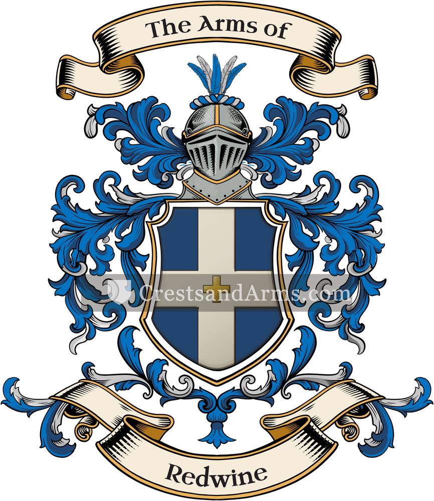 The Redwine coat of arms, drawn from the recorded blazon