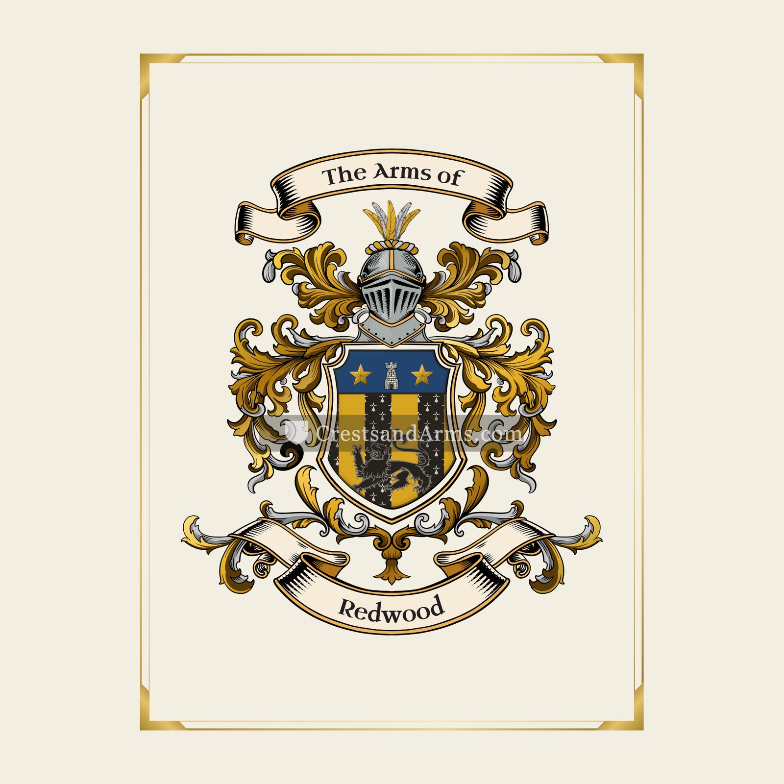With gold border