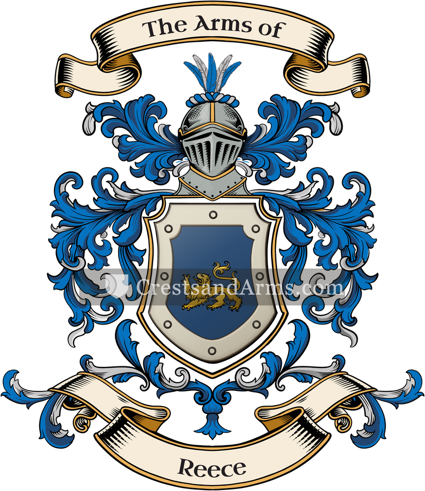 The Reece coat of arms, drawn from the recorded blazon
