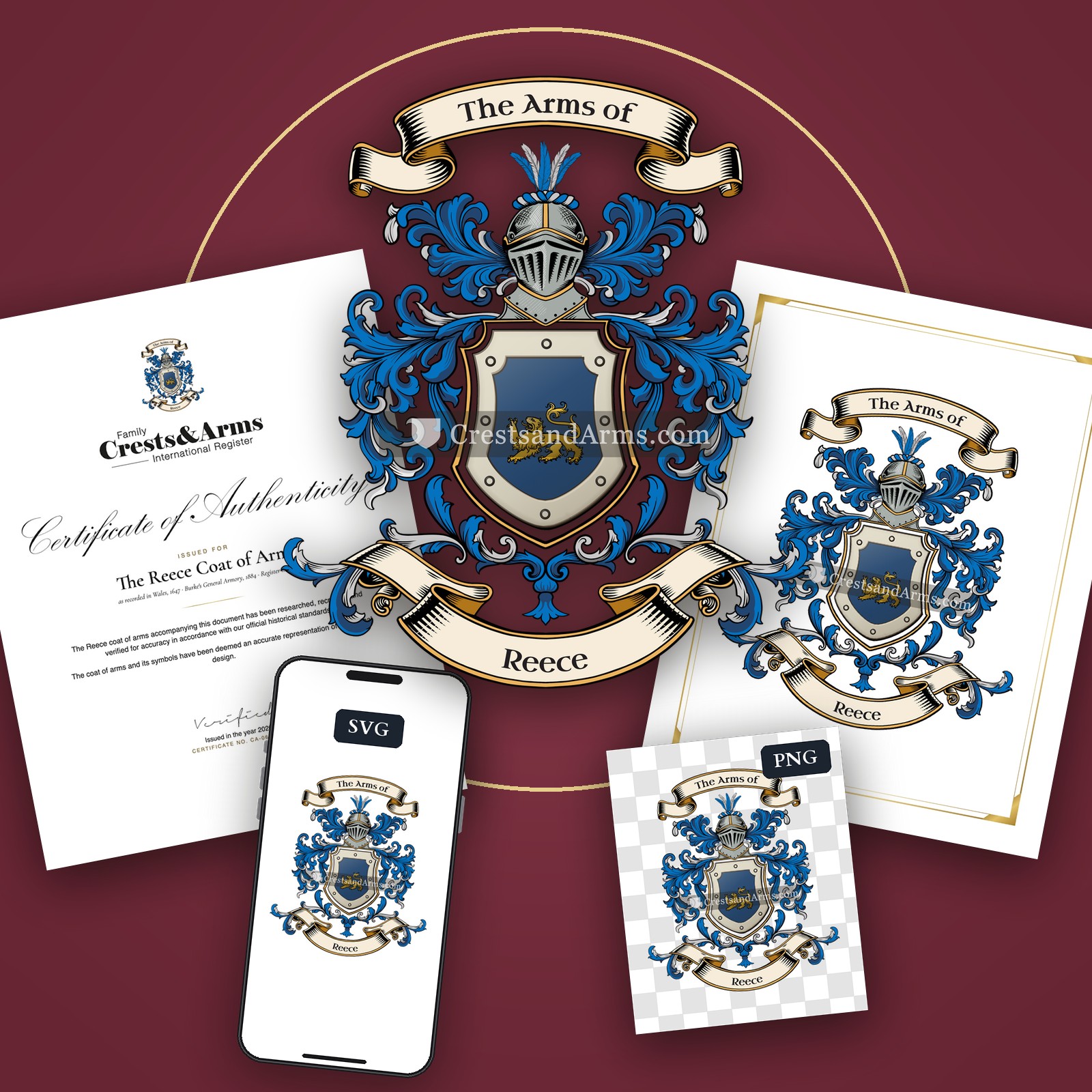 The Reece arms on the coat of arms — digital pack