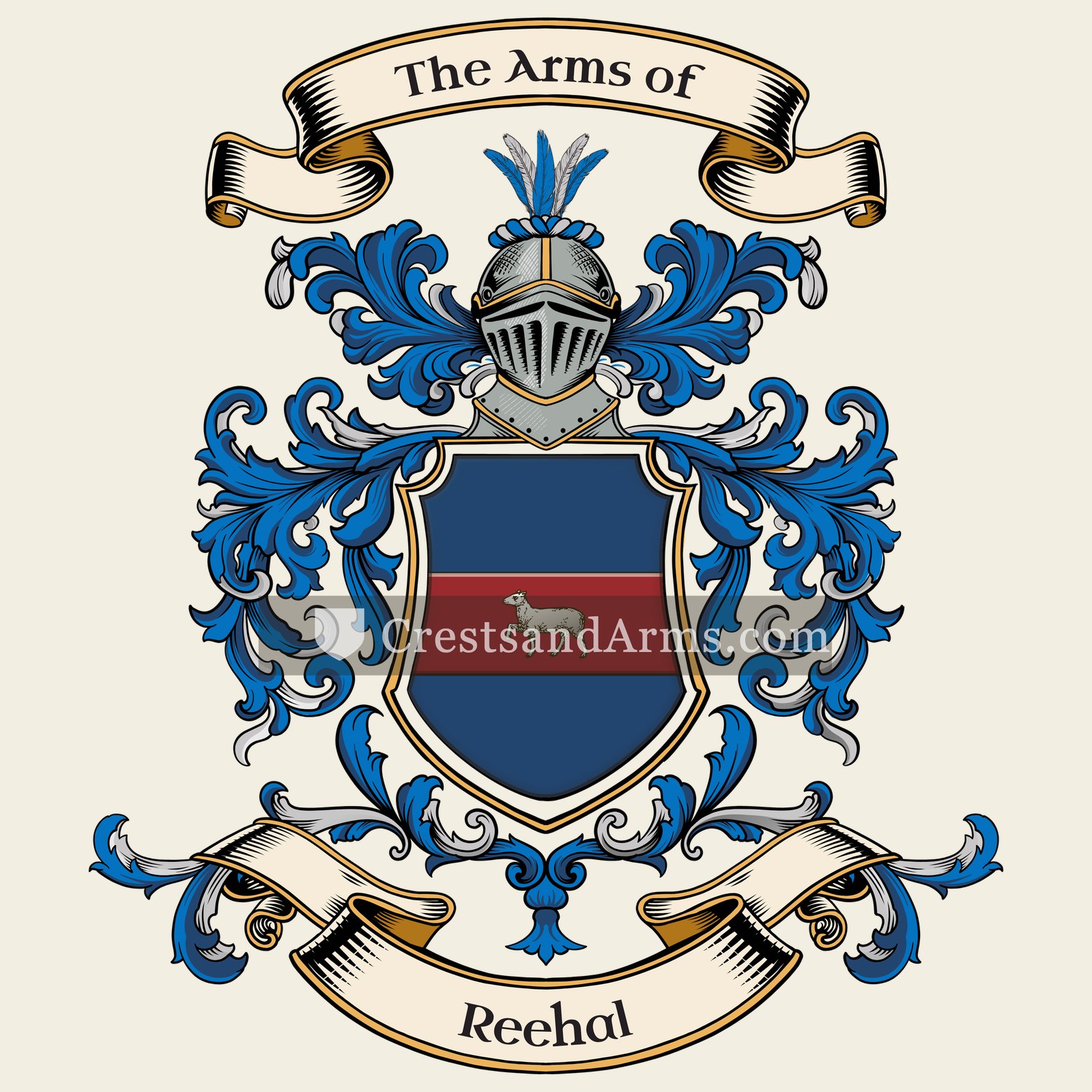The Reehal coat of arms, drawn from the recorded blazon