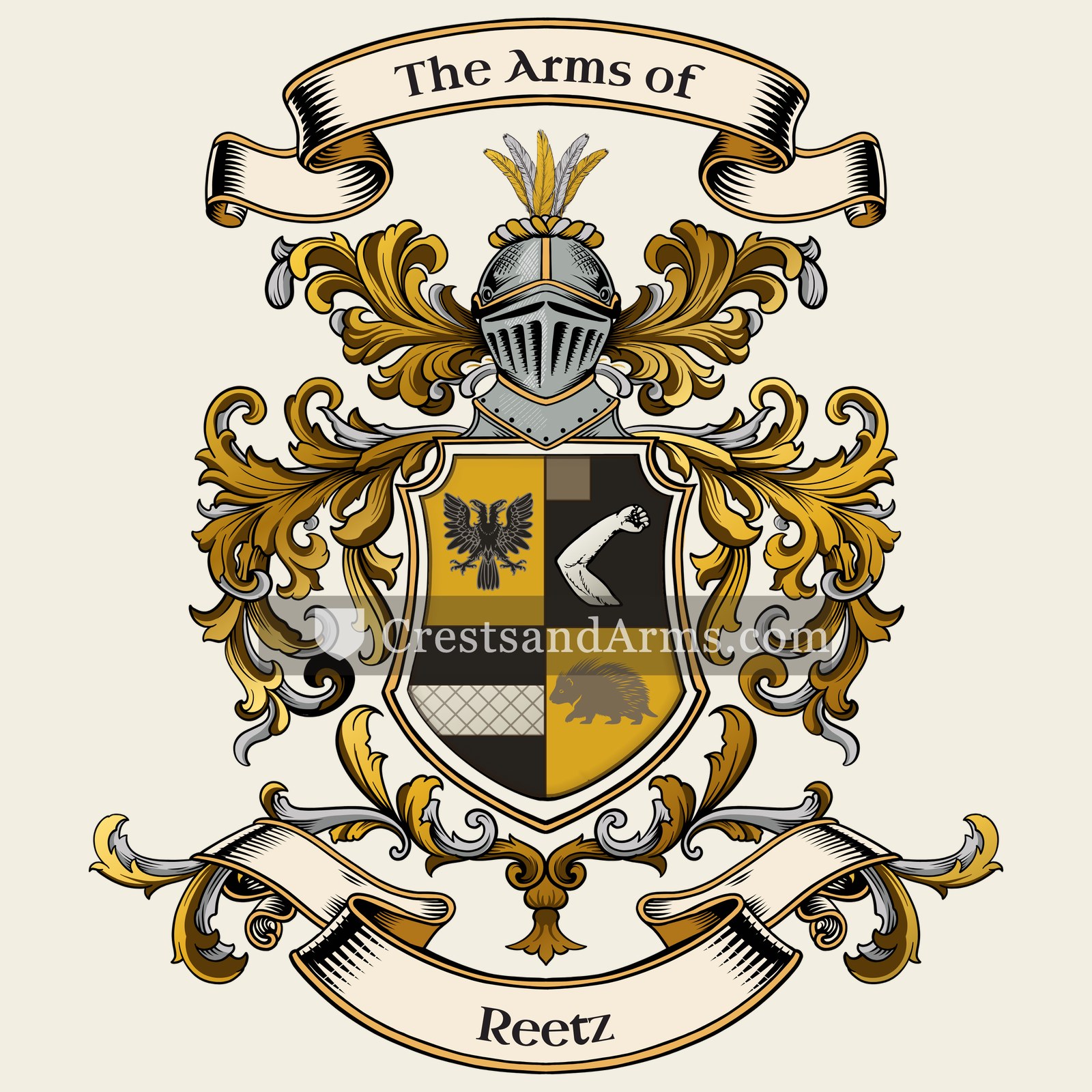 The Reetz coat of arms, drawn from the recorded blazon