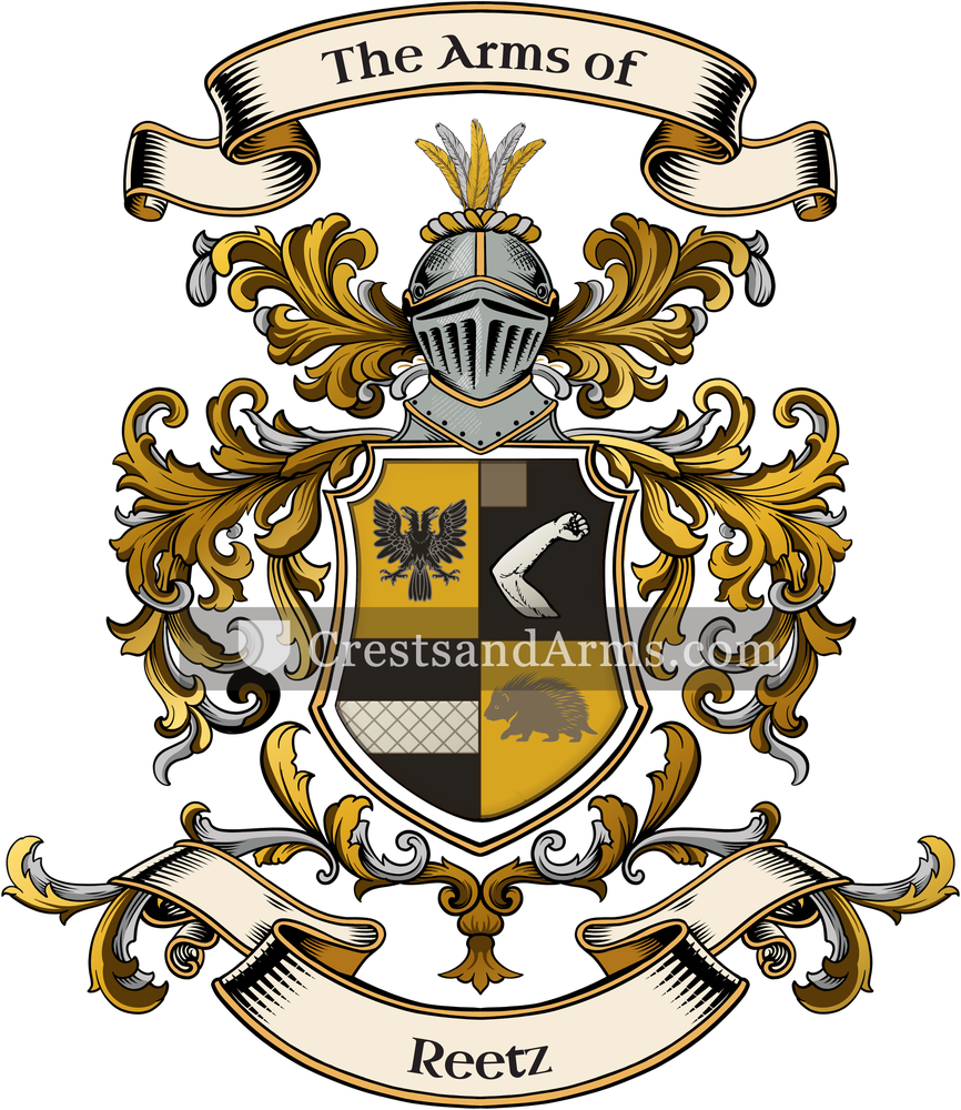 The Reetz coat of arms, drawn from the recorded blazon