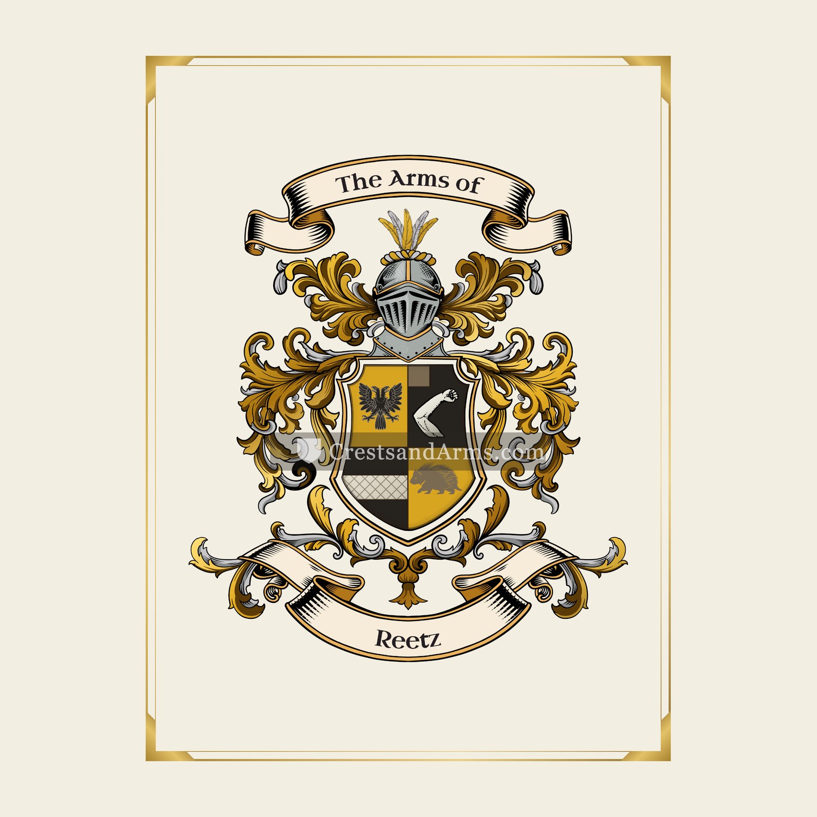 With gold border