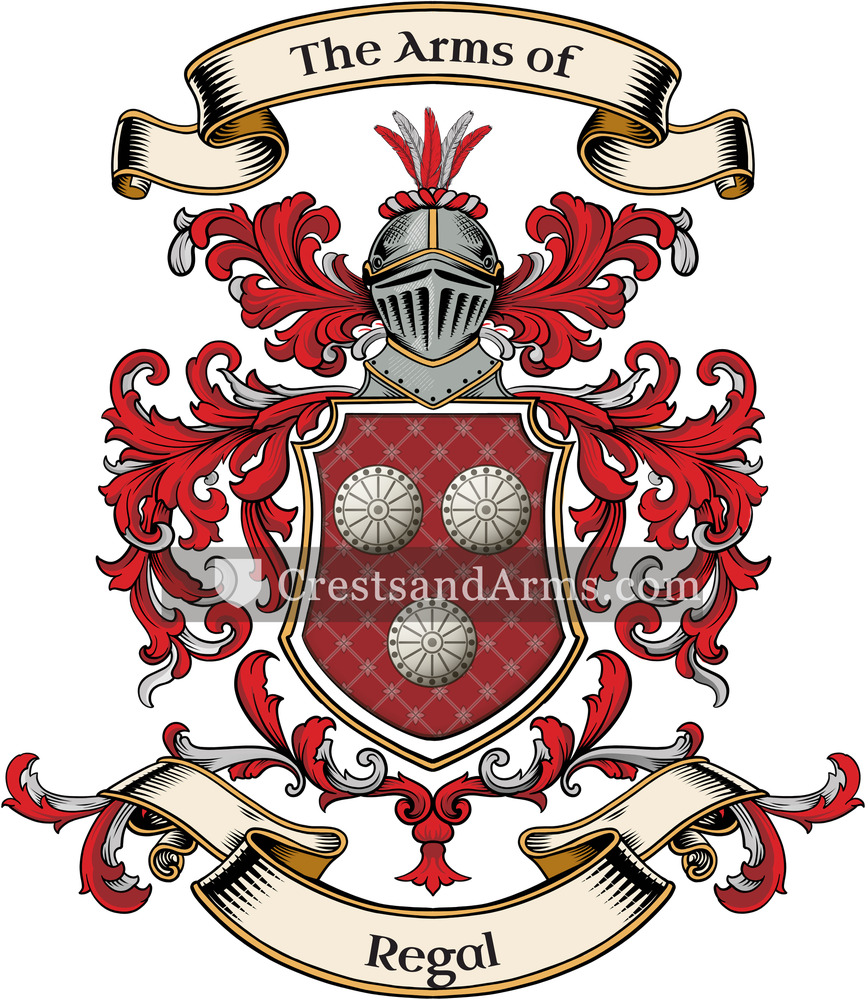 The Regal coat of arms, drawn from the recorded blazon