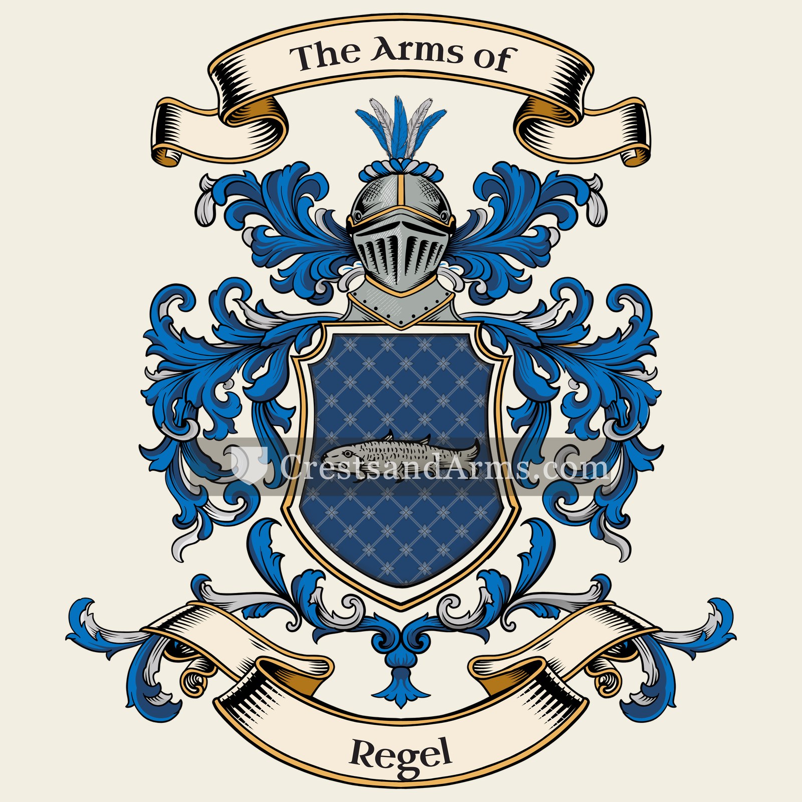 The Regel coat of arms, drawn from the recorded blazon