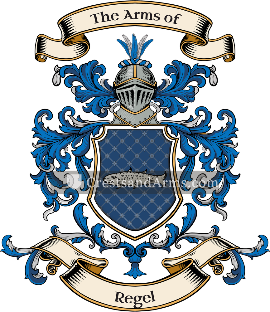 The Regel coat of arms, drawn from the recorded blazon