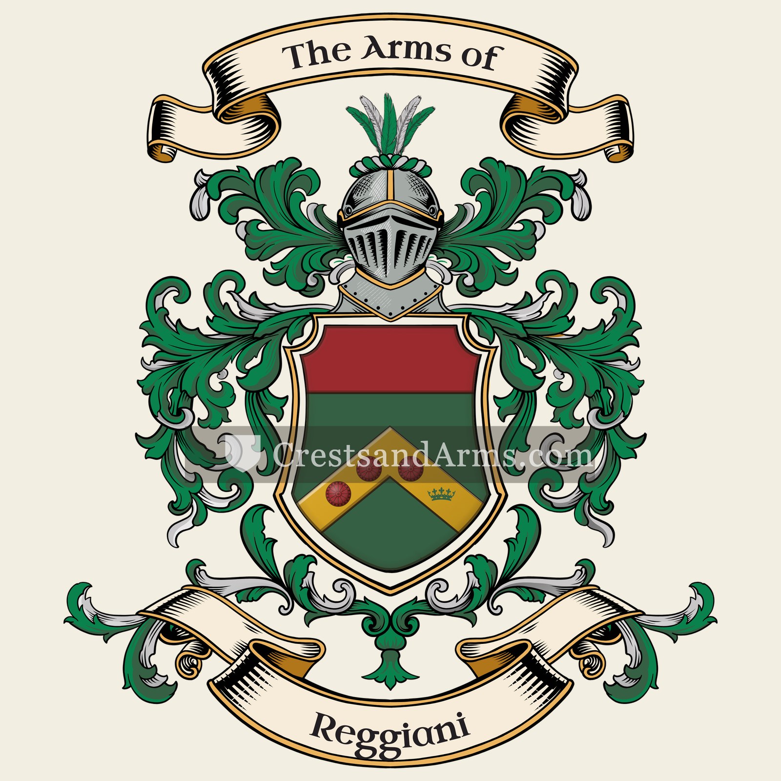 The Reggiani coat of arms, drawn from the recorded blazon