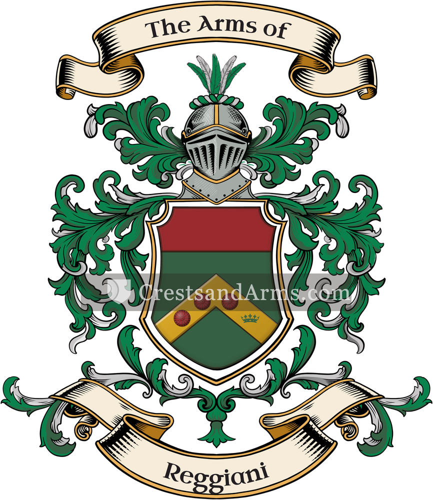 The Reggiani coat of arms, drawn from the recorded blazon
