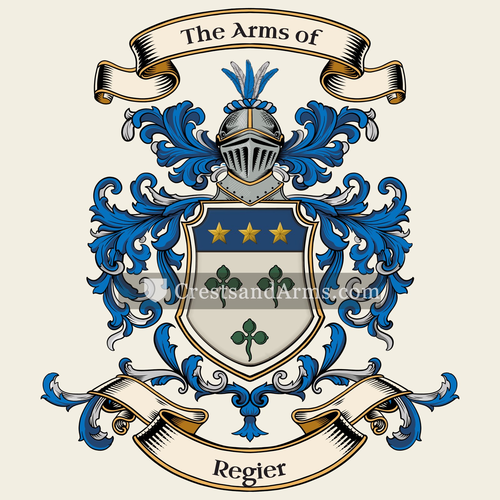 The Regier coat of arms, drawn from the recorded blazon