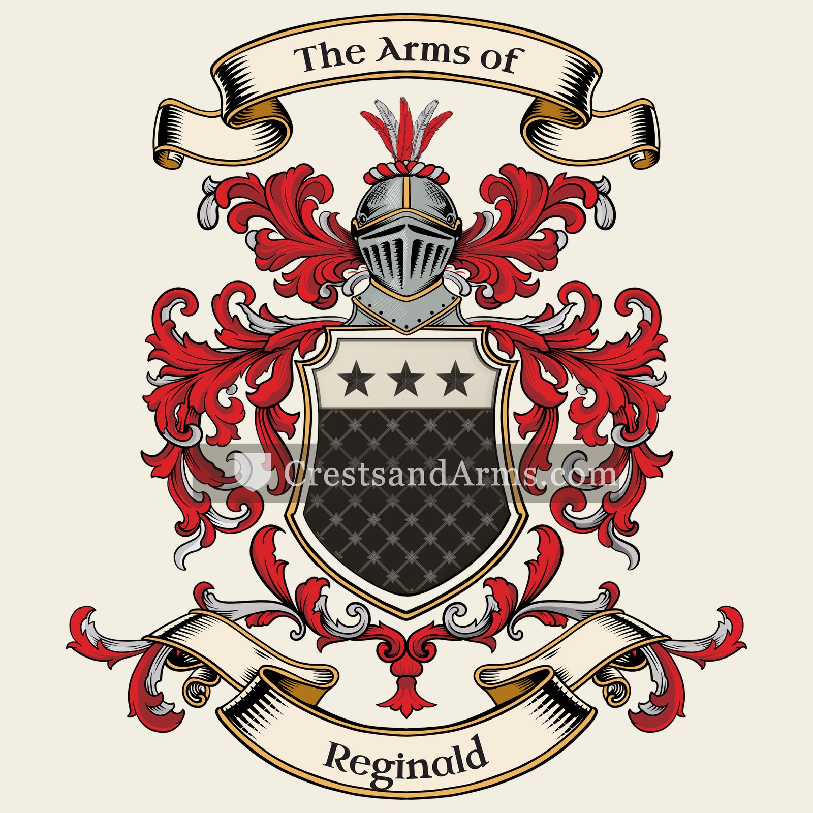 The Reginald coat of arms, drawn from the recorded blazon