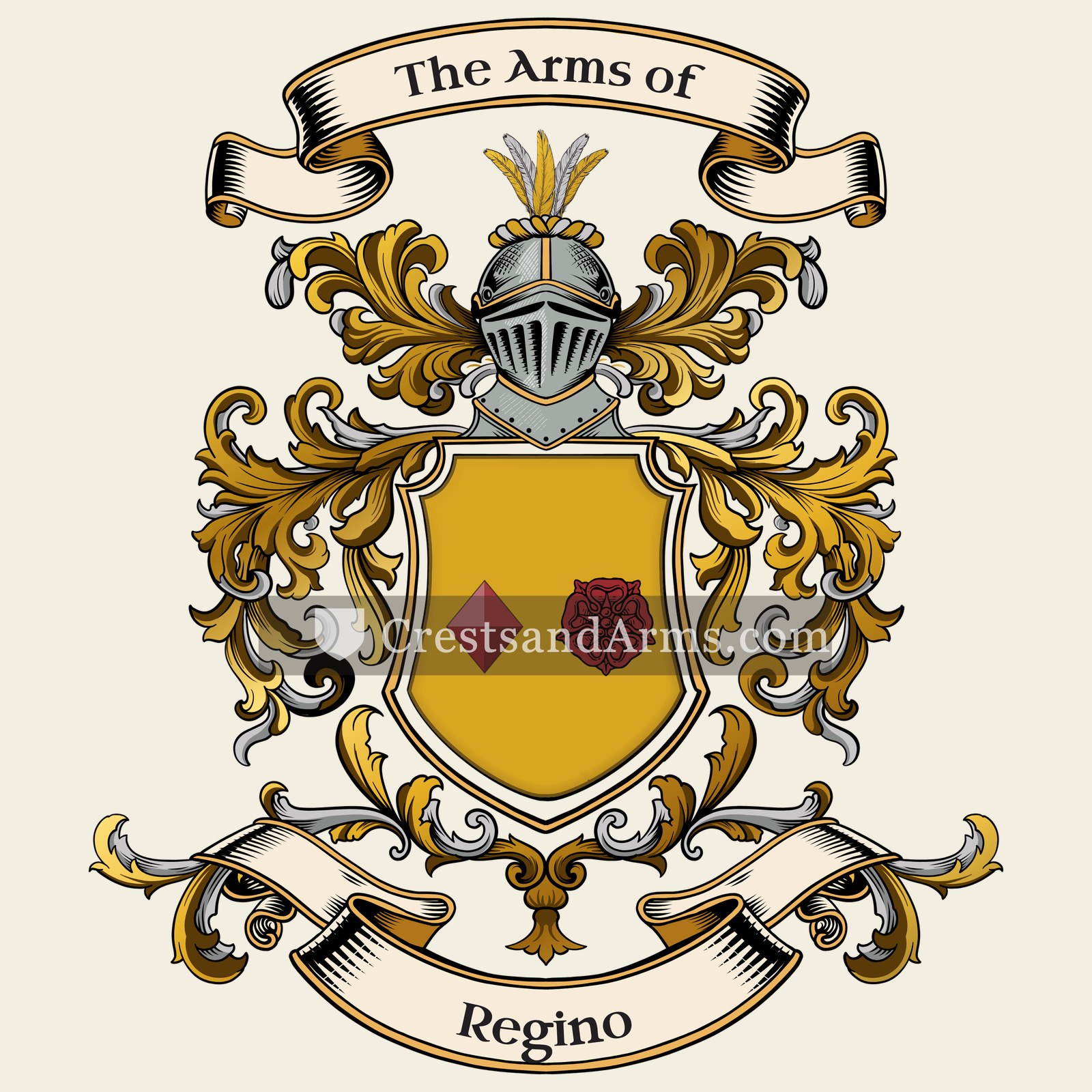 The Regino coat of arms, drawn from the recorded blazon