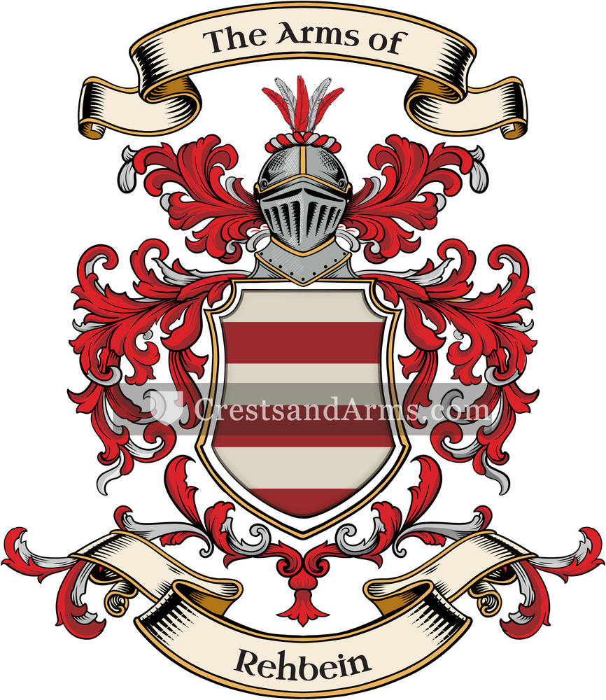 The Rehbein coat of arms, drawn from the recorded blazon